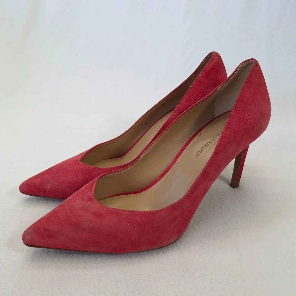Banana Republic Red Suede Pointed Toe Stiletto Pumps Heels Womens 9